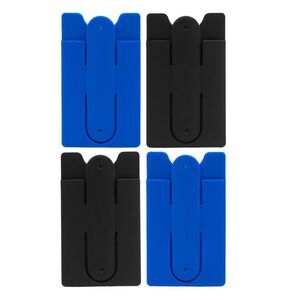 Design Smartphone Credit Card Holder with Grip Stand in Black/Blue, 4 Pack